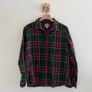 L.L. Bean Red and Green Plaid Button Down Shirt
